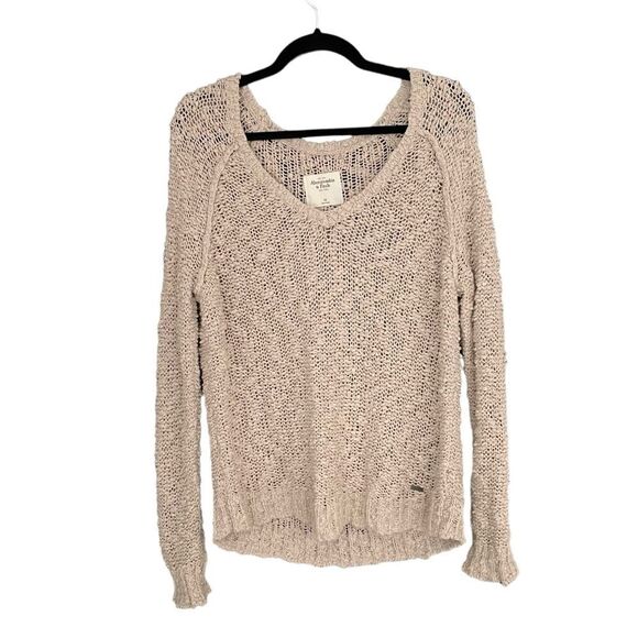(SOLD) ABERCROMBIE & FITCH Cotton V-Neck Oversized Sweater Texture Nubby XS - Picture 7 of 11